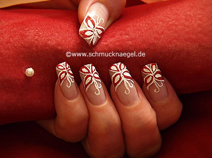 Schmetterling Motiv mit Glitter-Lack in rot