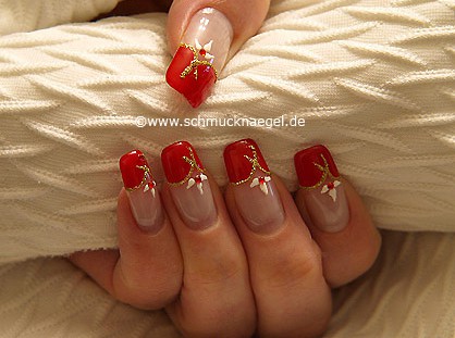 French Motiv mit rotem Nagellack