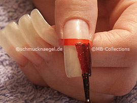 nail lacquer in the colour dark red with glitter