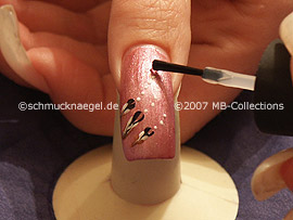 clear nail lacquer, spot-swirl and strass stones