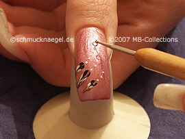 clear nail lacquer, spot-swirl and strass stones